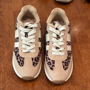 Dolce Vita Tan and Leopard Print Sneakers